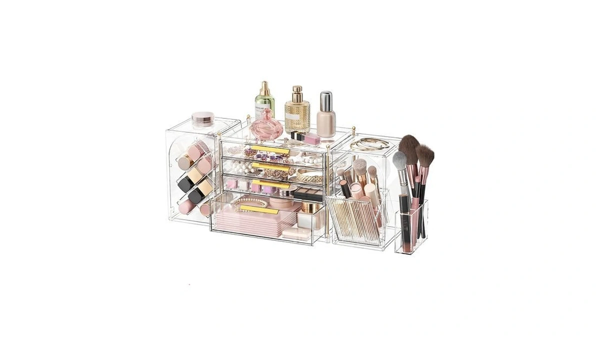 Nohozi 4-tier Drawer Makeup Organizer, 3-in-1 Detachable Cosmetic Storage