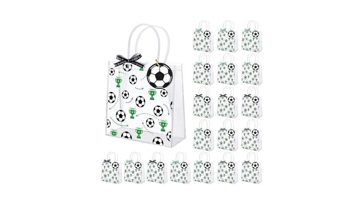 Aneco Soccer Clear Gift Bags With Handles, 44pcs Sport Theme
