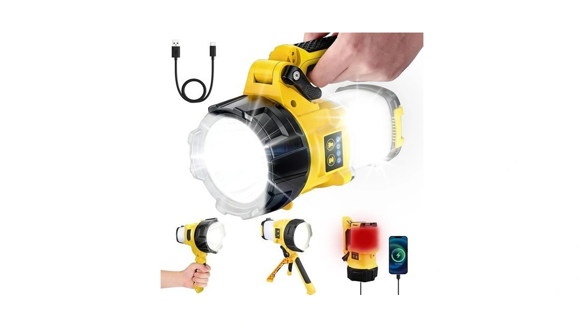Lonleeyu 3-in-1 Rechargeable Spotlight, 6 Modes Rechargeable Handheld Led Spotlight