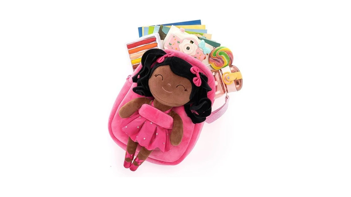Gloveleya Toddler Backpack Baby Ballerina Girl Gifts Plush Curly Hair