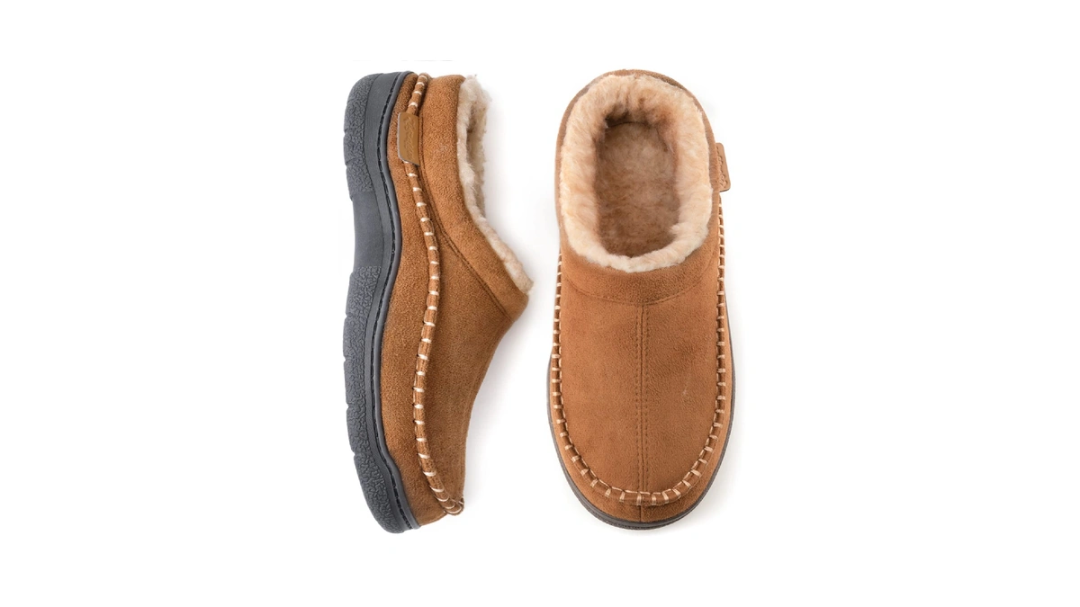 Zigzagger Men's Slip On Moccasin Slippers, Indoor/outdoor Warm Fuzzy My