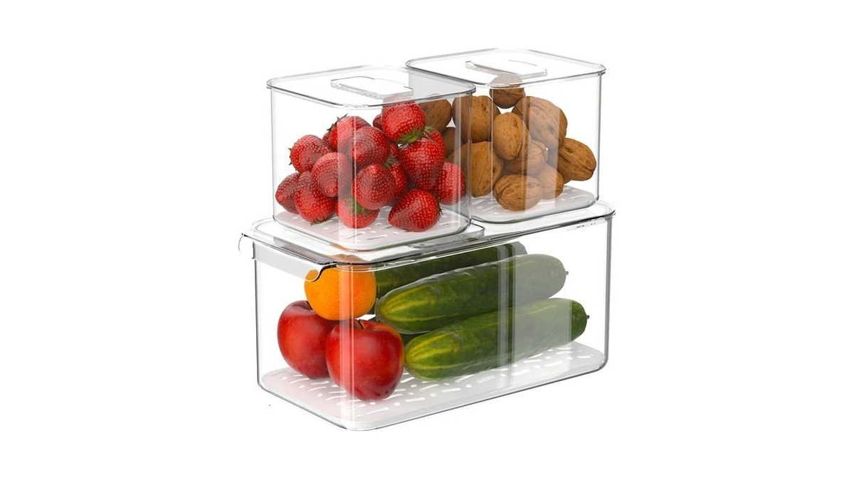 Ipegtop Fridge Produce Saver Food Storage Bin Containers, Stackable Refrigerator