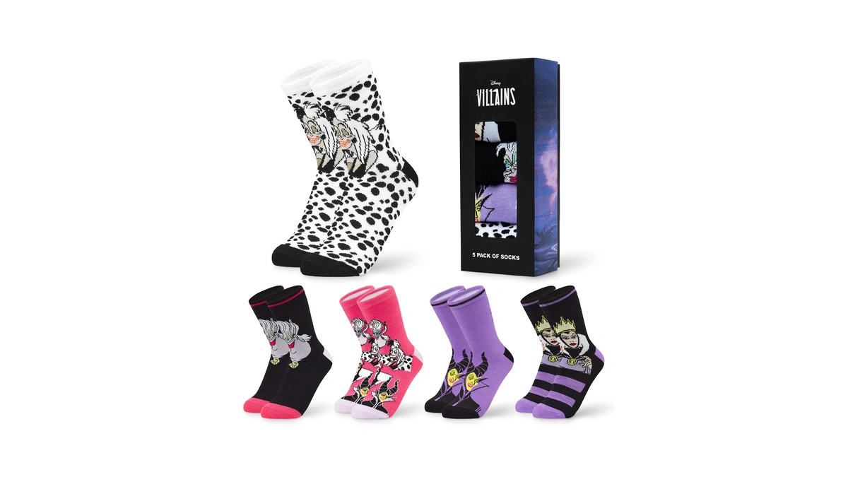 Disney Womens Novelty Socks, Pack Of 5 Soft Calf Socks