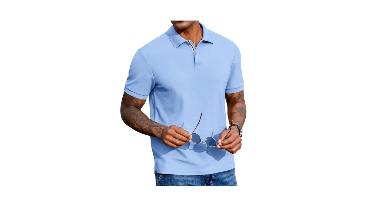 Coofandy Mens Polo T Shirts Cotton Short Sleeve 2 Buttons