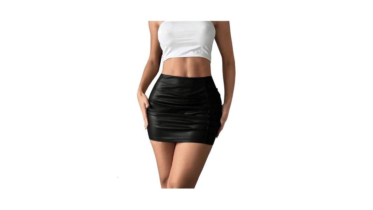 Roseseek Women's Ruched Bodycon Mini Skirt High Waisted Pencil Skirt