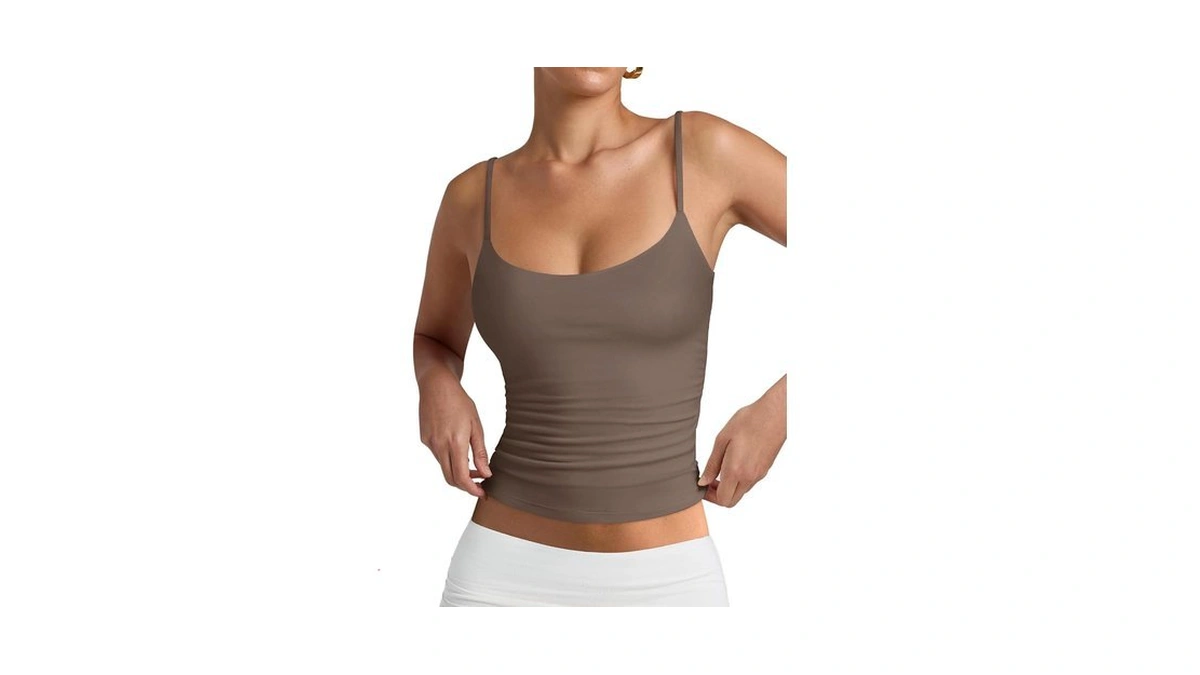 Pinkmstyle Womens Tank Tops Slim Double Lined Scoop Neck Top