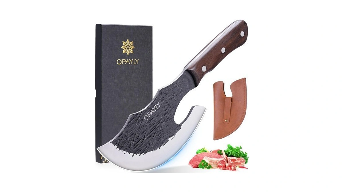 Opayly Butcher Meat Cutting Cleaver Knifes Hand Forged Viking Cleaver