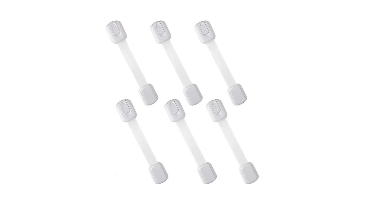 Skyward 6-pack Baby Safety Cabinet Locks, White, Adjustable, Drill-free