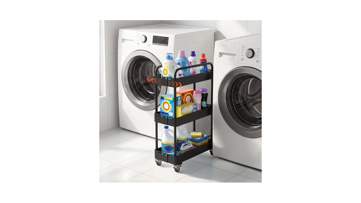 Hoteagle 3-tier Rolling Cart, Adjustable Width & High Adaptability