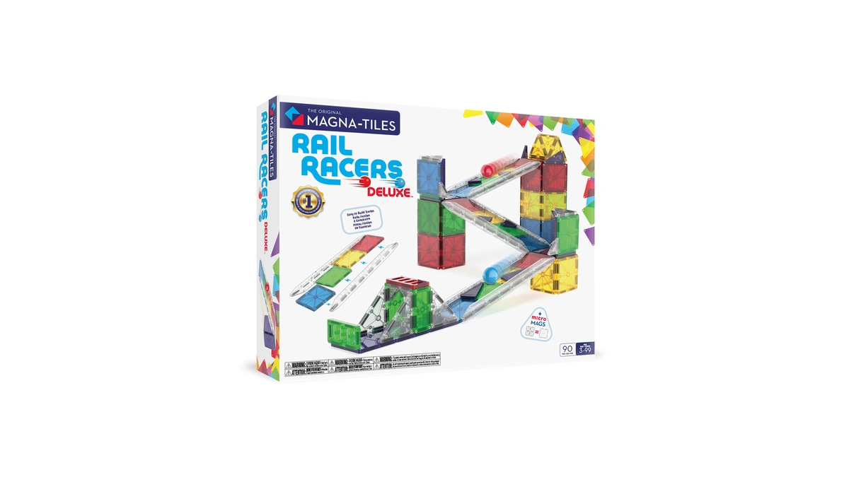 Magna-tiles Rail Racers Deluxe 90-piece Magnetic Construction Set, The Original