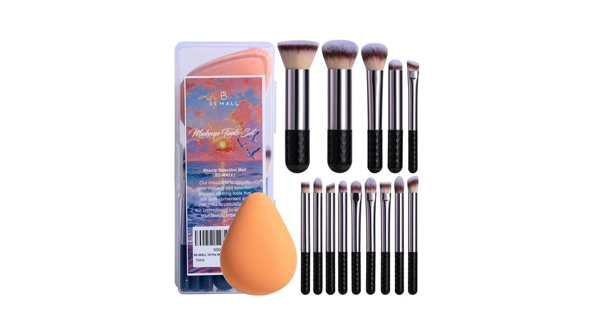 Bs-mall 14 Pcs Premium Synthetic Makeup Brushes Set & Dual-sided