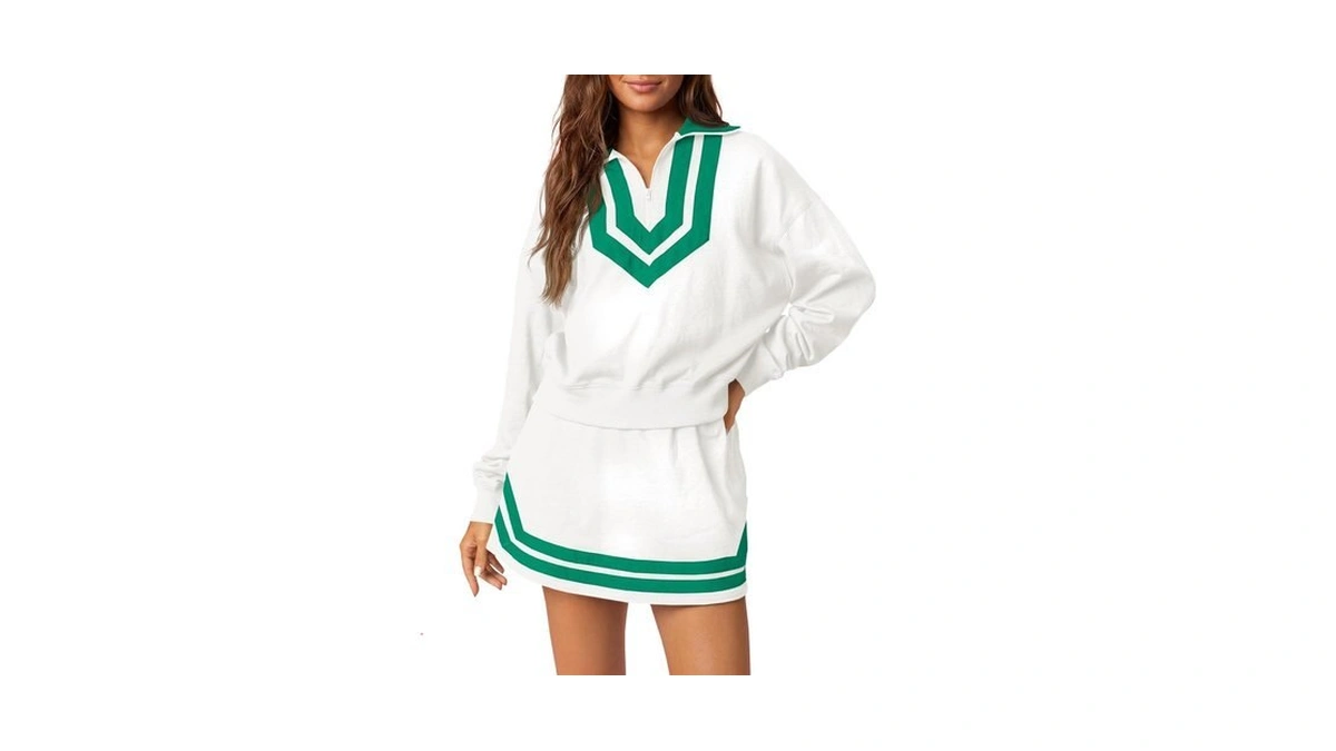 Fisoew 2 Piece Sets For Women Athletic Tennis Skirt Set