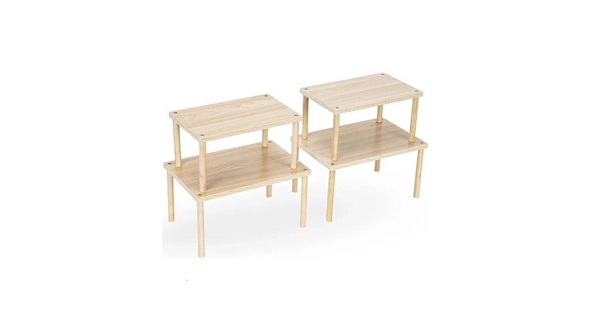 Aminigram Wood Cabinet Organizer Shelf, Set Of 4 Kitchen Counter