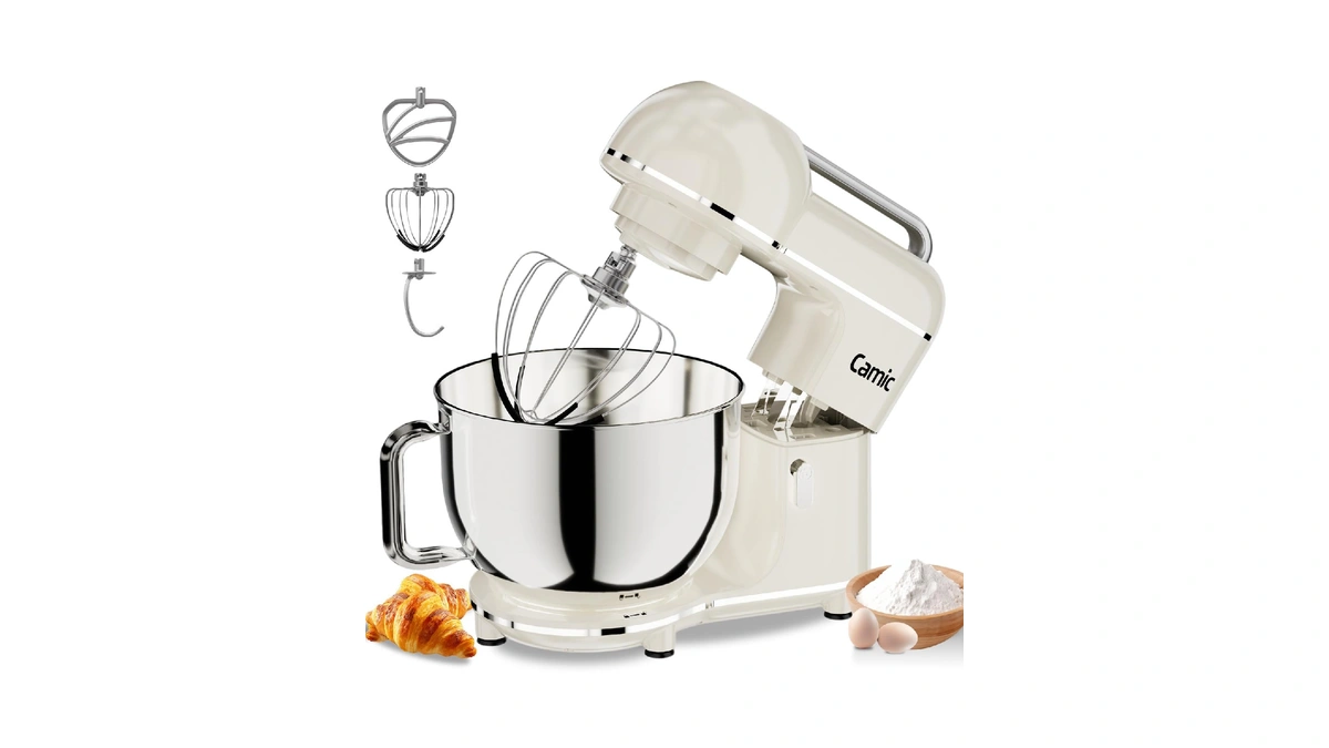 Camic Electric Stand Mixer,7.45 Qt,10 Speeds With Dough Hook,whisk, Flat