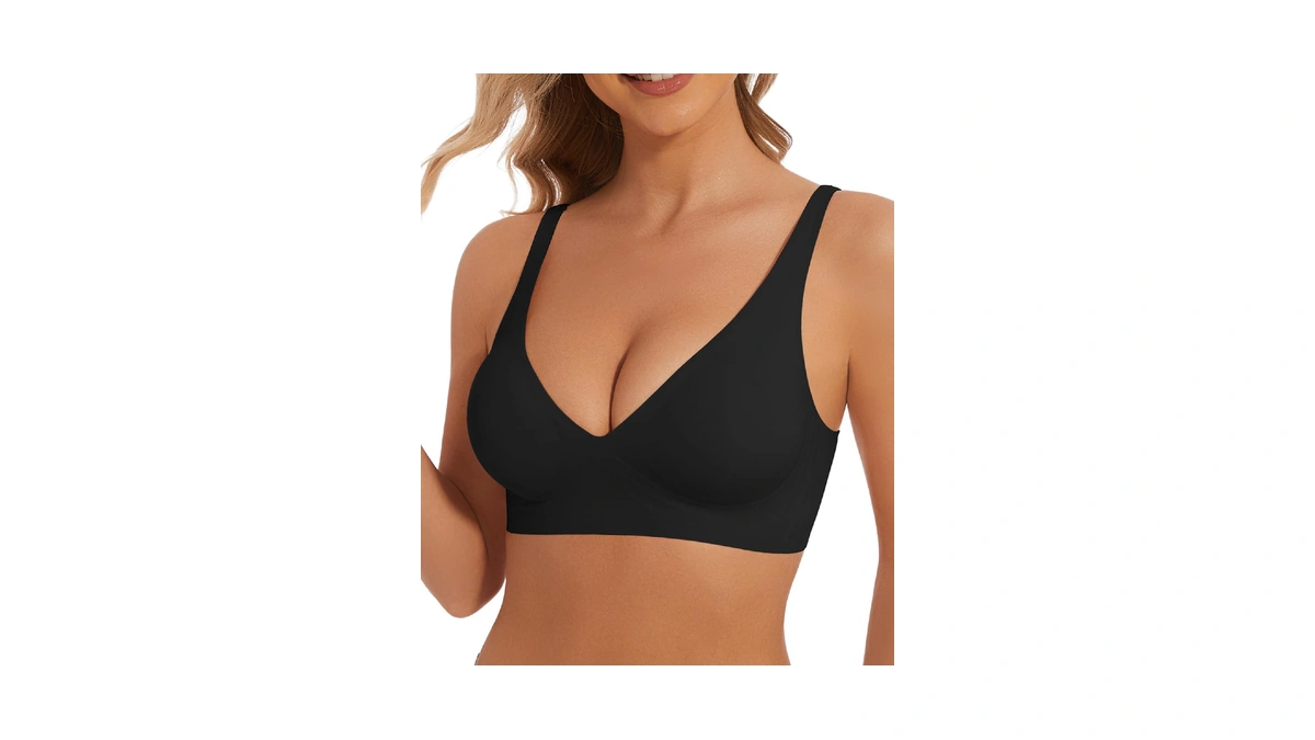 Deep V Bra Wireless Push Up Bralette Padded Seamless Jelly