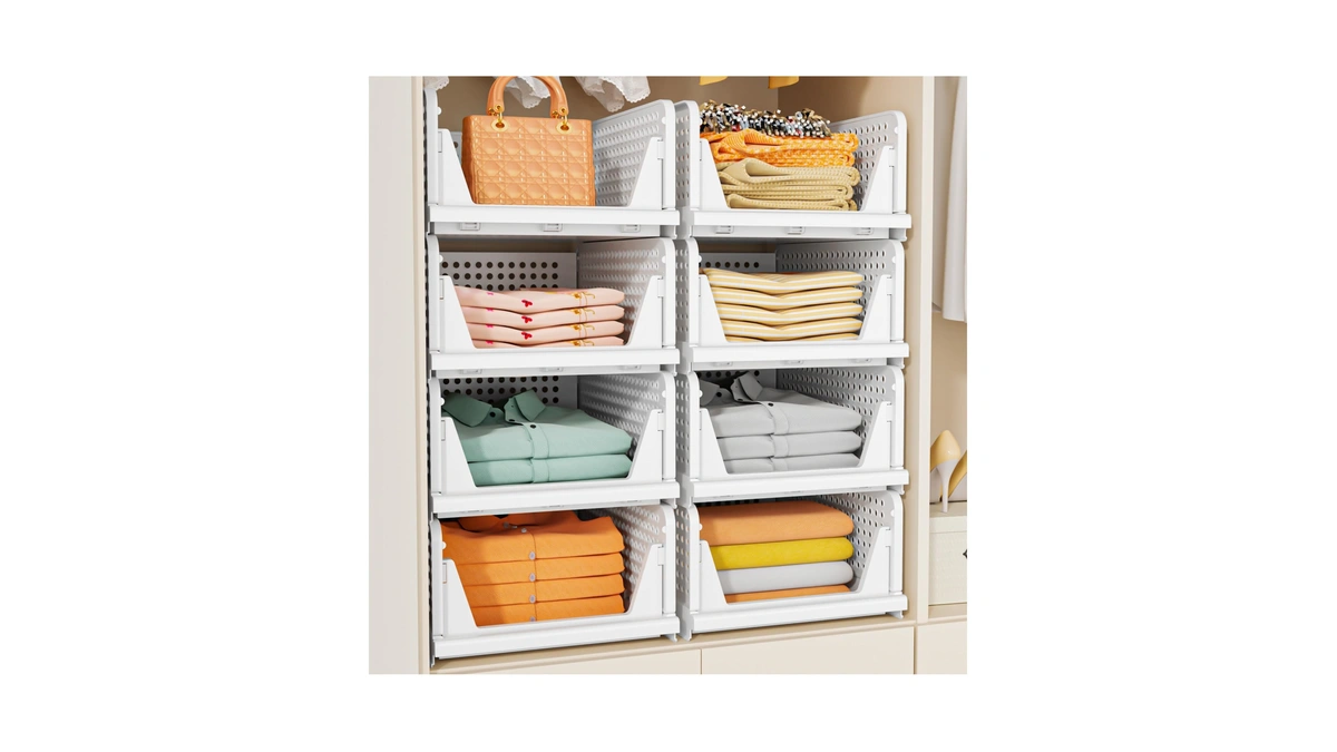 Upgraded Closet Organizers And Storage, Stackable Closet Organizer Basket