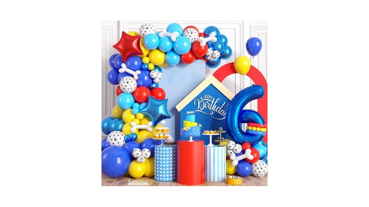 6th Birthday Decorations Boy, Dog Paw Six Years Old Party