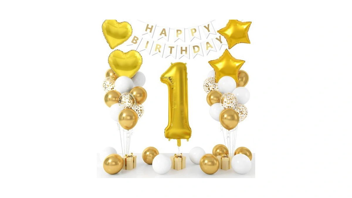 Gold 1st Birthday Decoration For Kids,40 Inch Gold Number 1