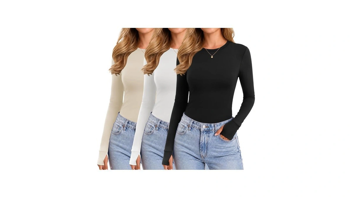 Ekouaer 3 Pack Long Sleeve Shirts For Women With Thumb