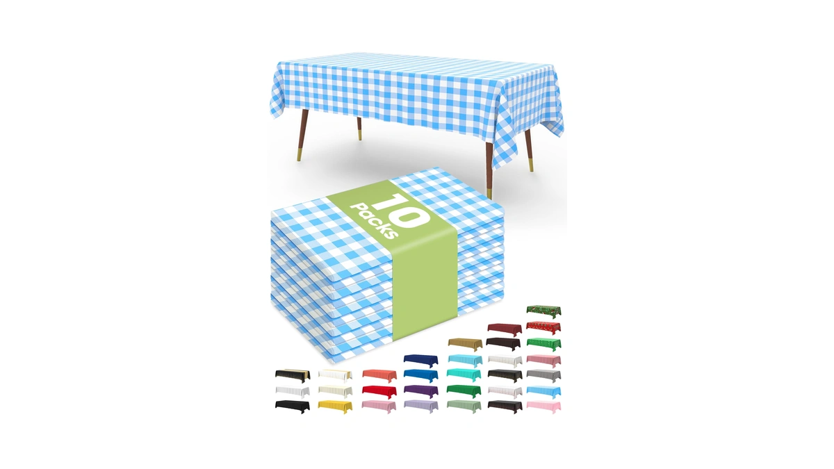Pureegg Plastic Table Cloth Disposable 10 Pack, 54 X 108