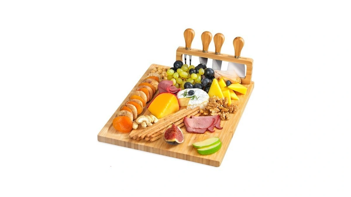 Bamboo Cheese Board And Charcuterie Boards Set & Serving Tray