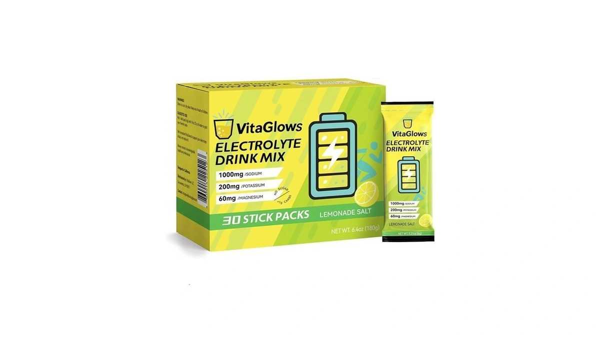 Vitaglows Electrolyte Powder Drink Mix, Sugar Free Lemonade Salt Hydration
