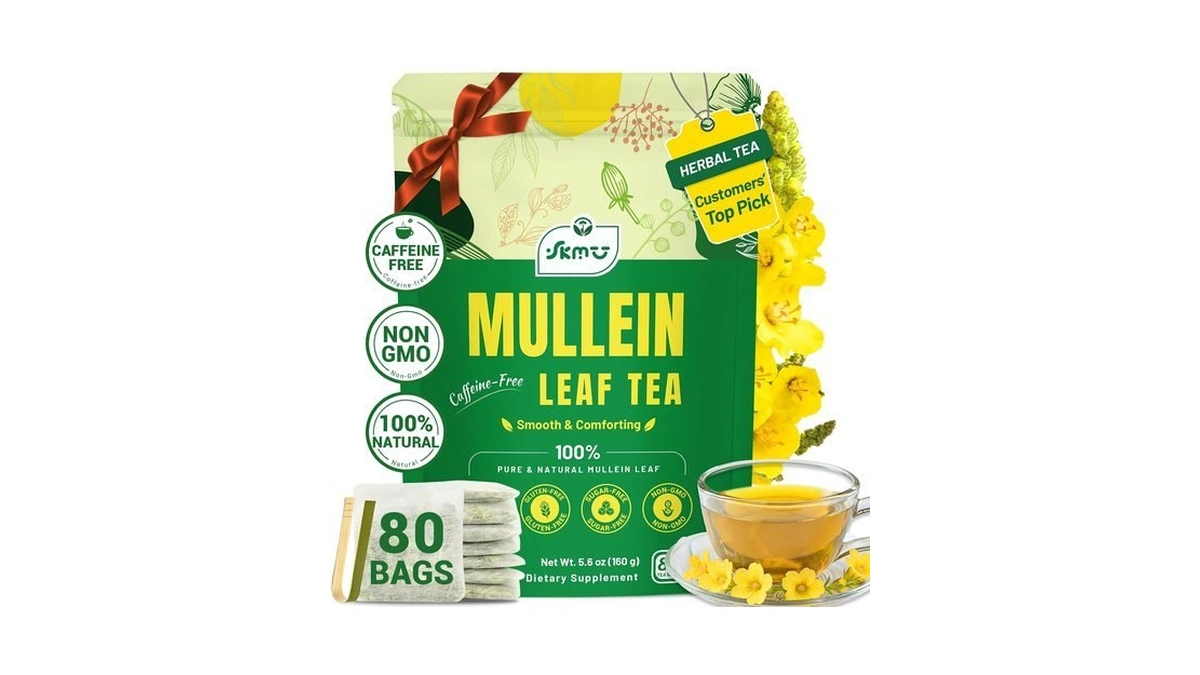 Skmtt Mullein Tea Bags For Lungs, Respiratory Support, Caffeine Free,