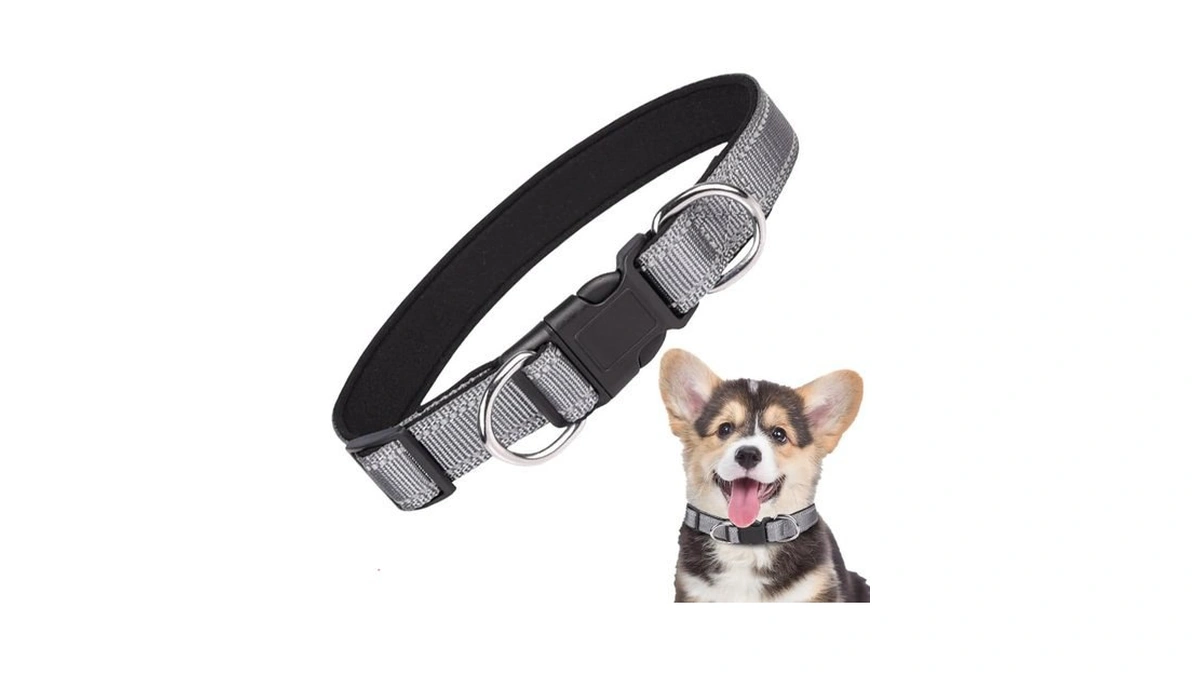 Dog Collar, Soft Padded Breathable Nylon Pet Collar Adjustable For