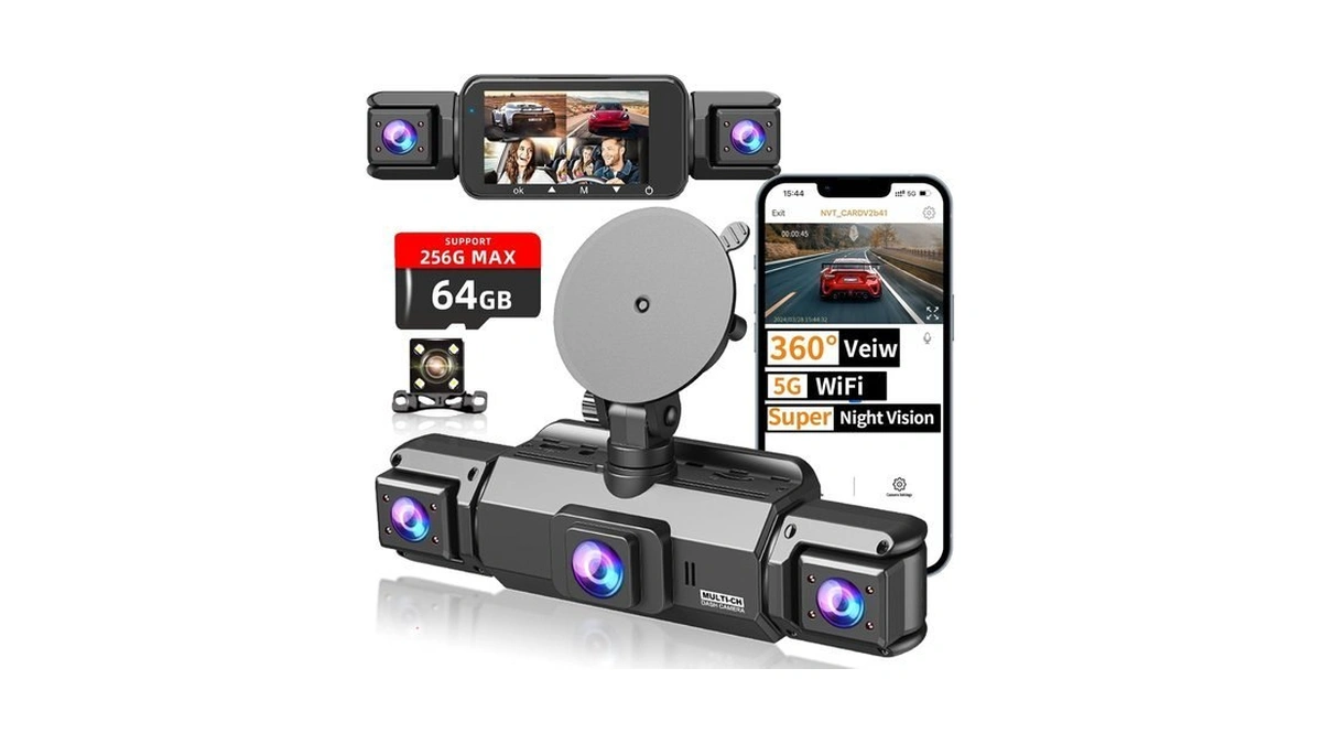 4 Channel Dash Cam Front And Rear Cabin, 360 Dash