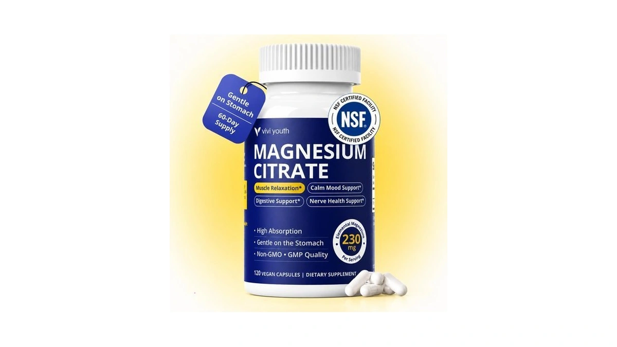 Vivi Youth Magnesium Citrate 230mg Elemental 120 Capsules, 60-day Supply