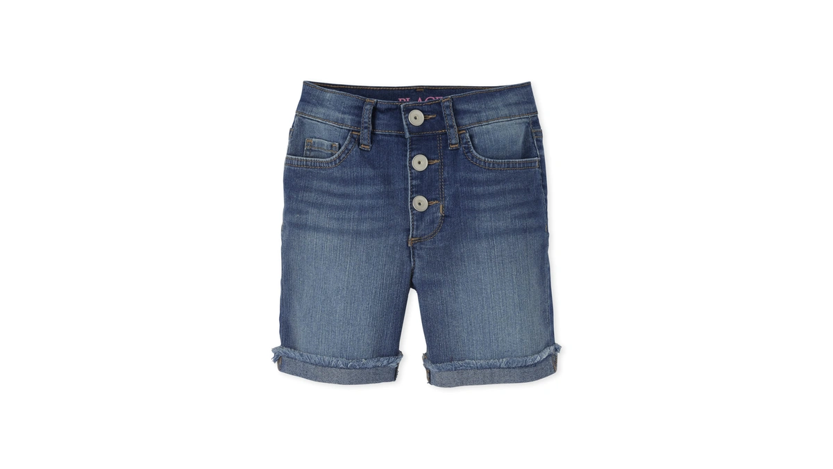 The Children's Place Girls High Waist Button Front Denim Midi