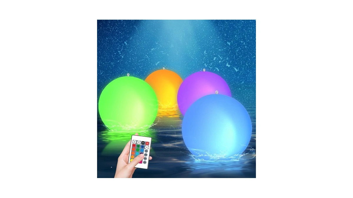 Bud K Solar Floating Ball Pool Lights 4 Pack, 14