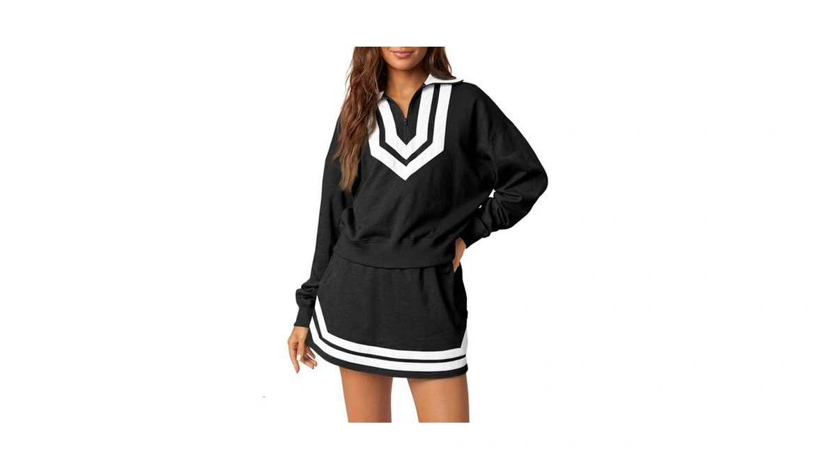 Fisoew 2 Piece Sets For Women Athletic Tennis Skirt Set