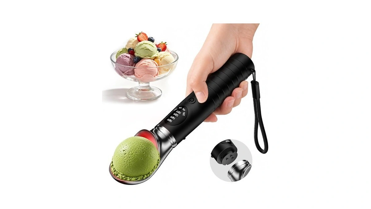 Beyn Heated Ice Cream Scoop Rechargeable With Removable Head, 4