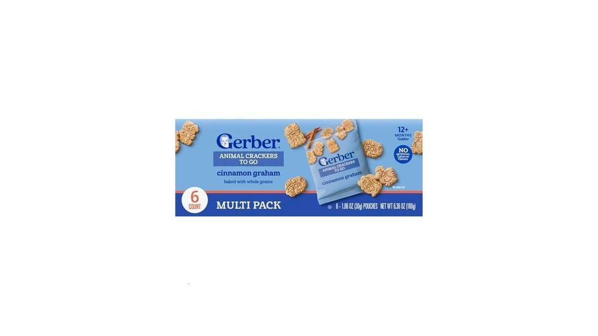Gerber Animal Crackers To Go, Cinnamon Graham, 1.06 Oz, 6