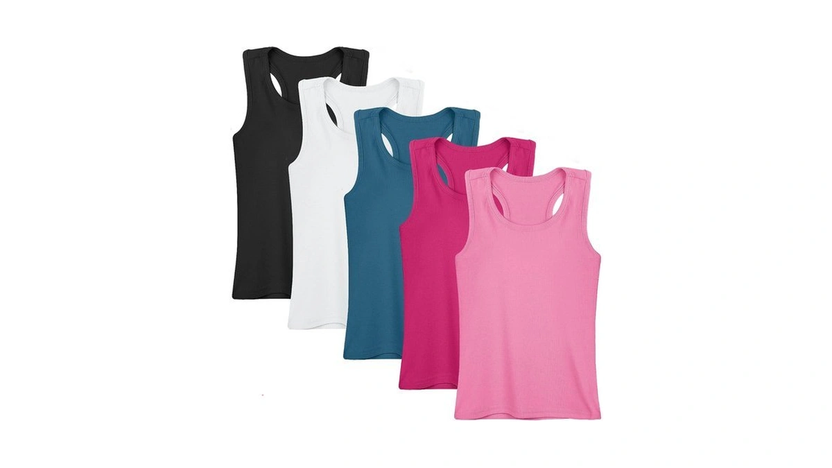 Cooraby 5 Pieces Girls Dance Tank Tops Racerback Sleeveless Tops