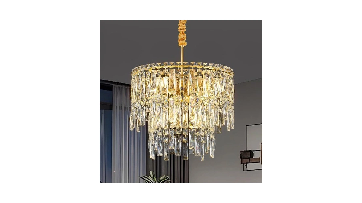 Gqwemztb Modern Gold Crystal Lighting For Room,6 Lights Elegant Round
