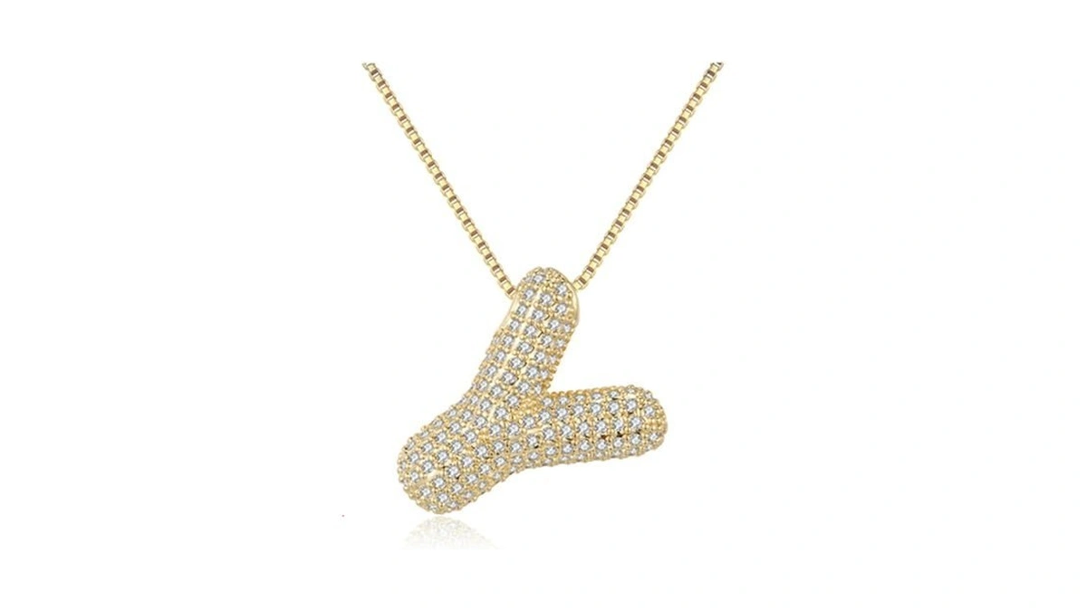 Liu Jun Bubble Letter Necklace For Women, Balloon Initial Letter