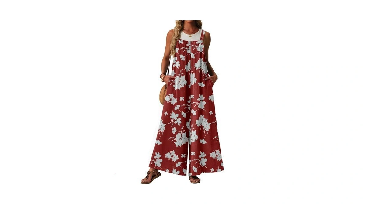 Lepunuo Plus Size Womens Casual Jumpsuits Summer Wide Leg Overalls