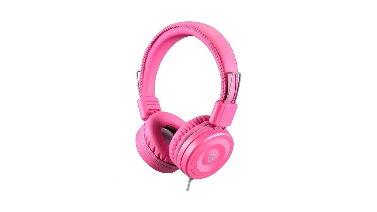 Noot Products K22 Kids Headphones Wired 3.5mm Jack, Foldable, Flamingo