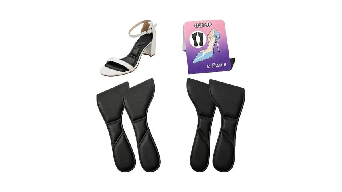 Gqtjp 3/4 High Heel Cushion Inserts, Black Pads, Large, 2