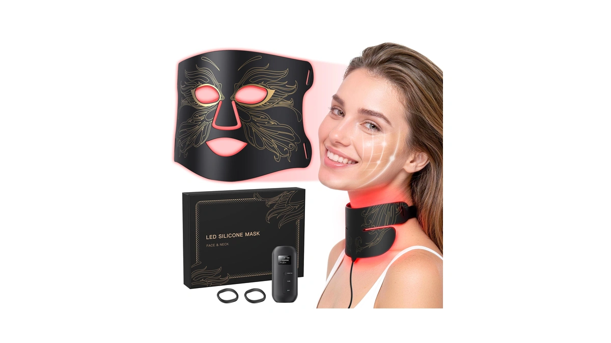 7-in-1 Red Light Therapy For Face & Neck, Skin-friendly Silicone