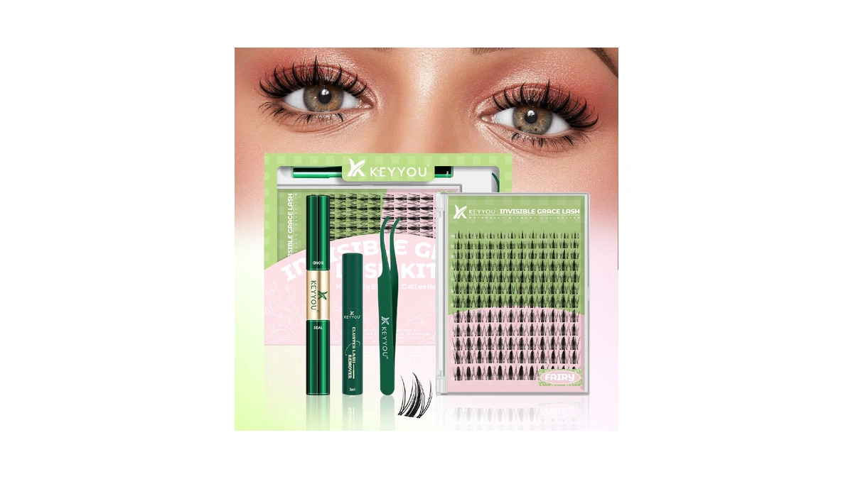 Keyyou Fairy Lash Clusters Kit, Invisible Band With Waterproof At