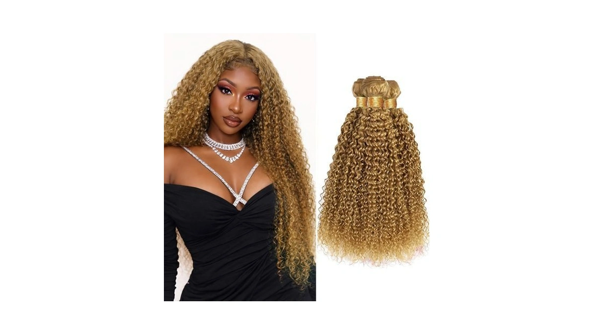 Honey Blonde Jerry Curly Bundles Color #27 Brazilian Hair 26