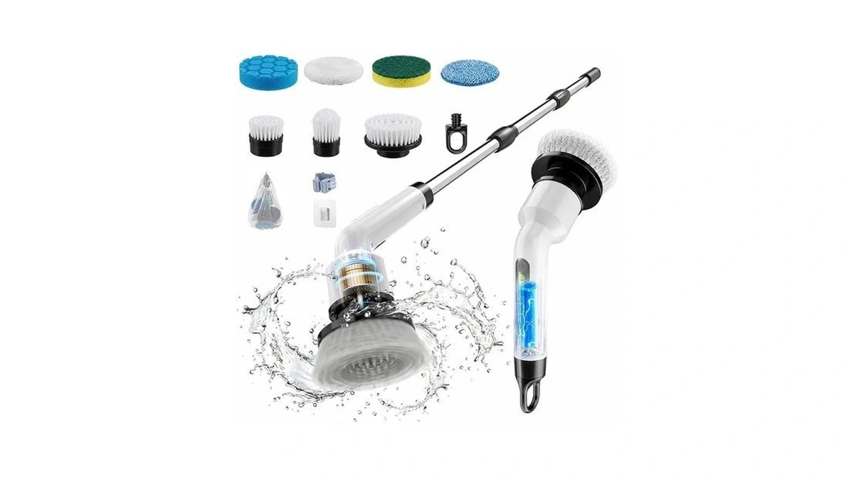 Electric Spin Scrubber, Cordless Ipx7 Waterproof Cleaning Brush With Dual-hook