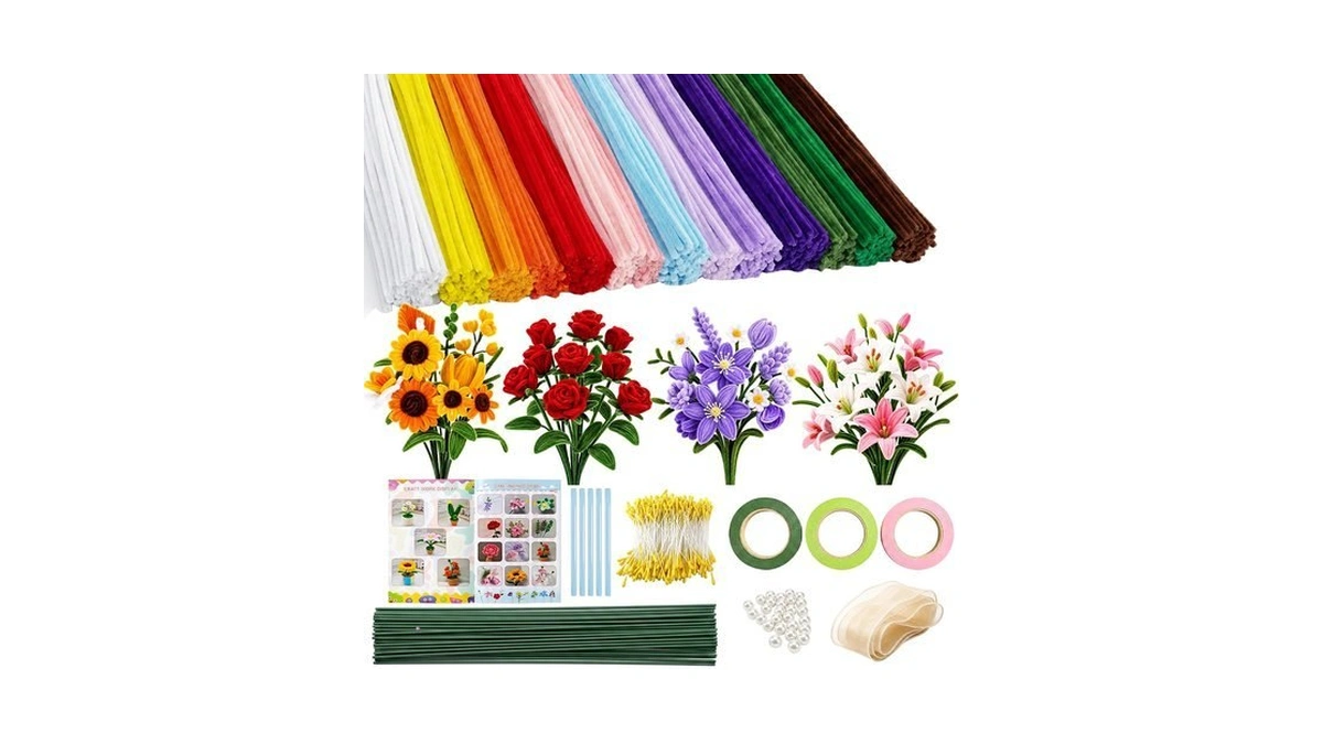 Pipe Cleaner Flower Kit, 700pcs Premium Pipe Cleaners Bulk With
