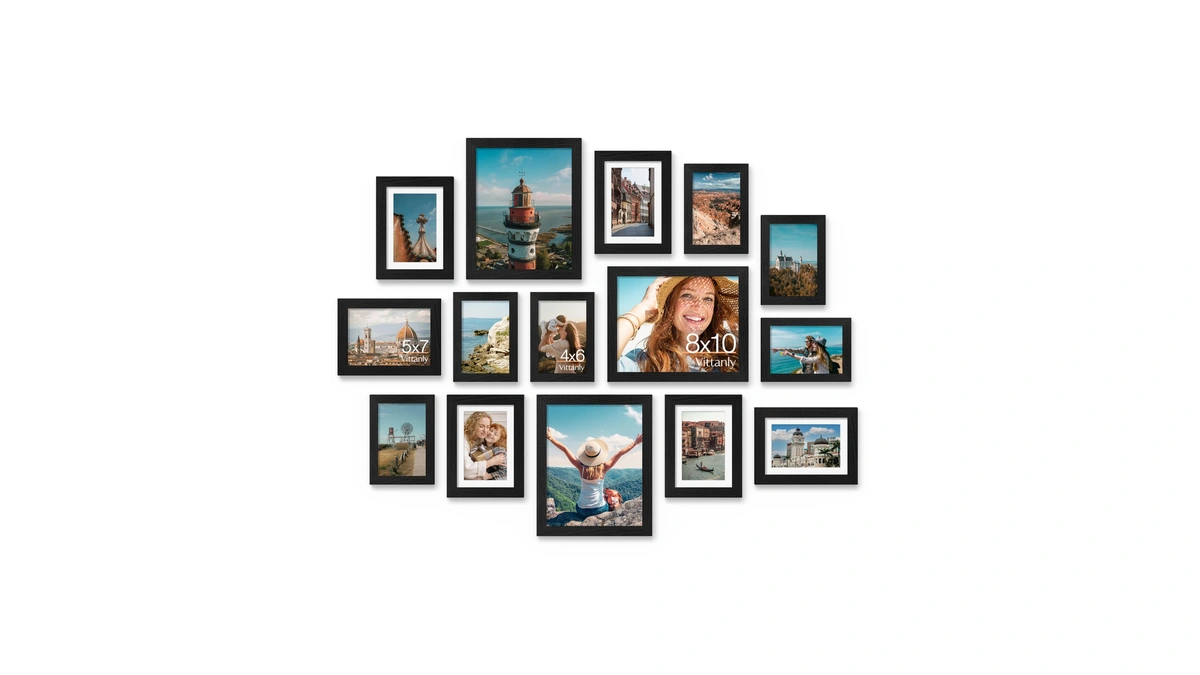 Vittanly 15 Pack Picture Frames Collage Wall Decor, Wall/tabletop Display