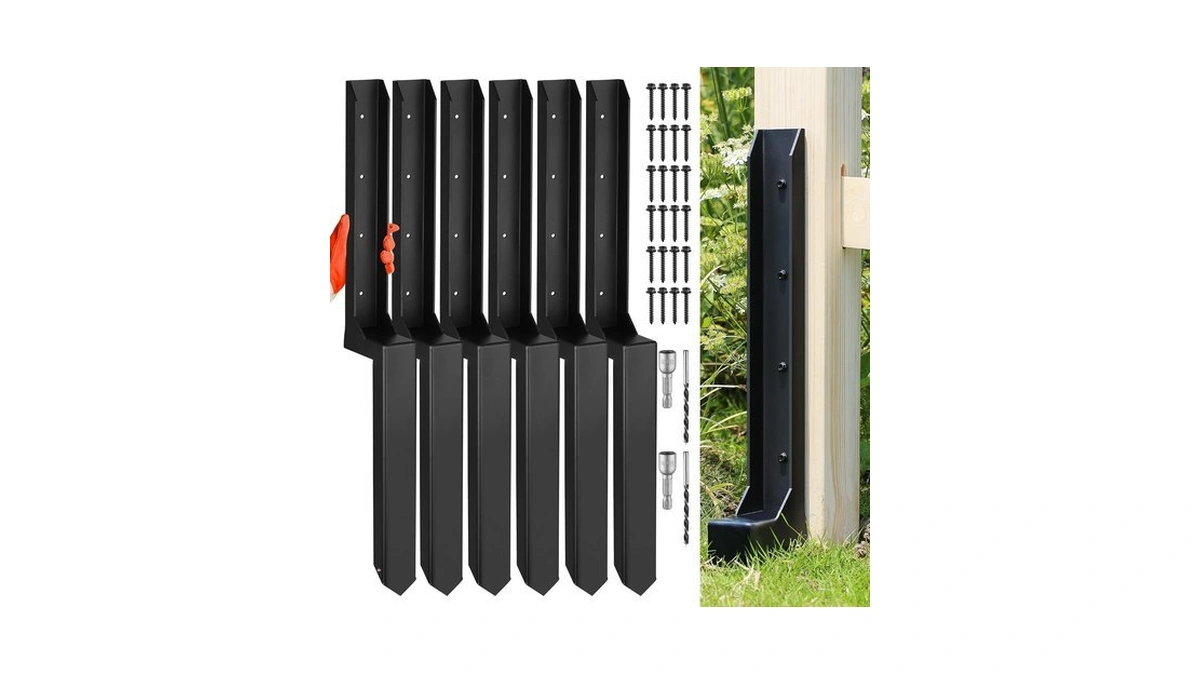 Aopec Fence Post Repair Kit, Heavy Duty One-piece Steel Anchor