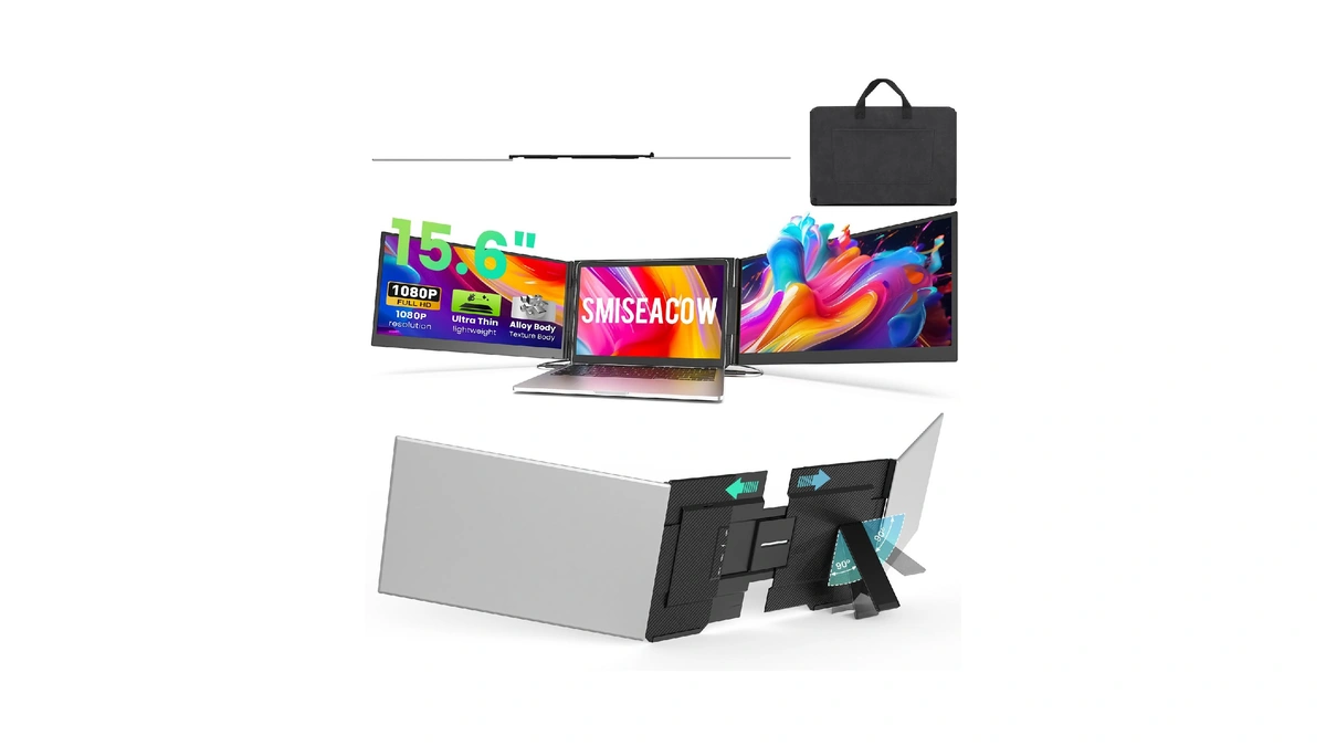 Smiseacow Laptop Screen Extender Triple 15.6", 1080p Fhd Ips 0.18"