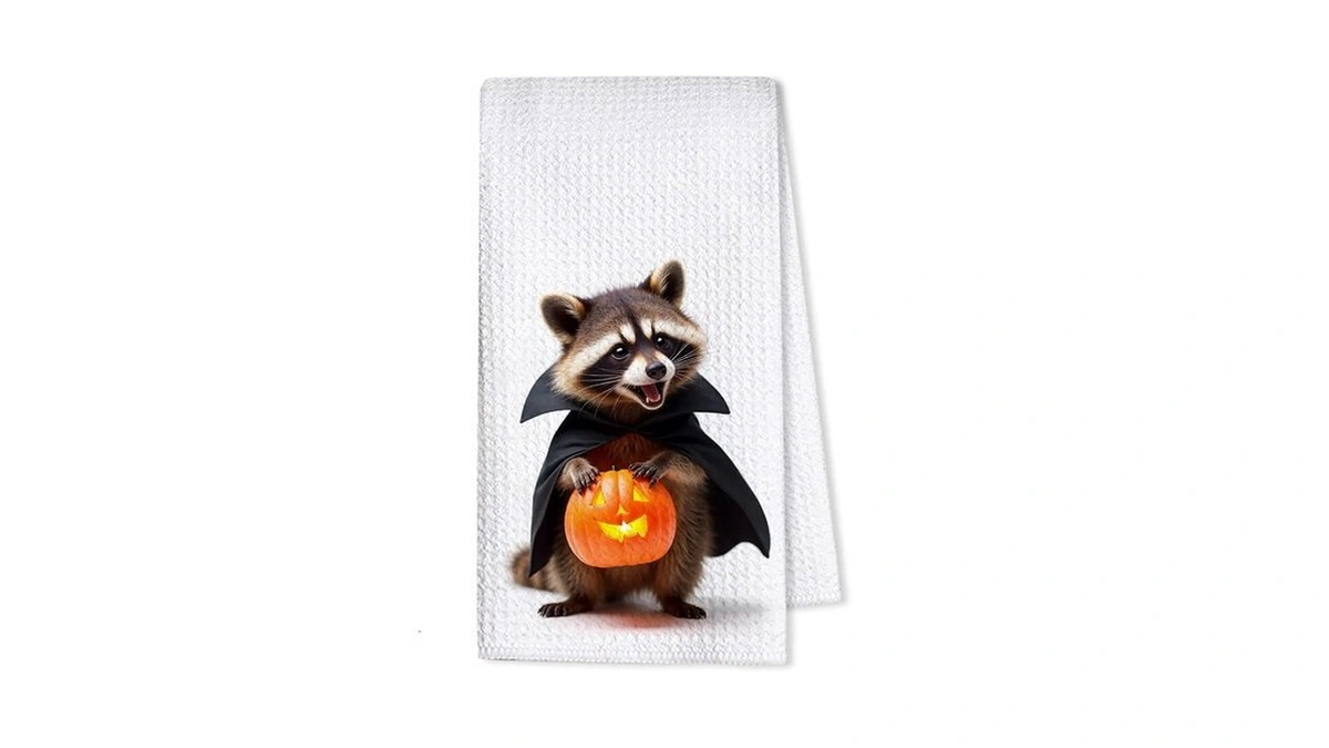 Threegoat Funny Halloween Cute Raccoon Hand Towels For Bathroom,1 Pcs